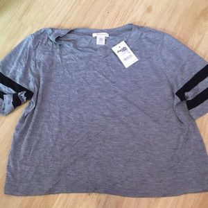 BRAND NEW! Gray varsity striped crop top